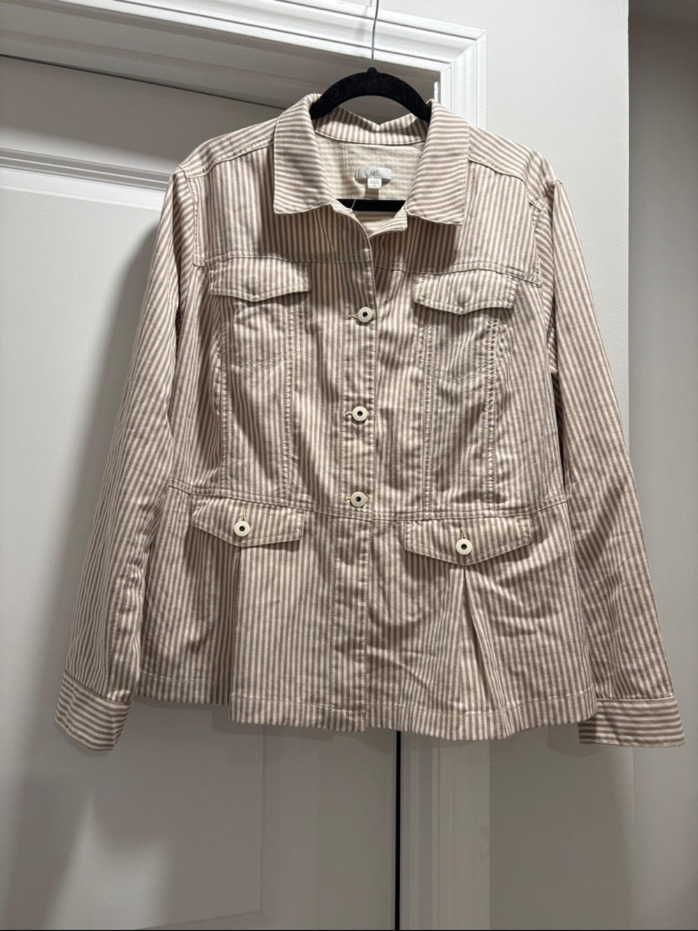 J.Jill Striped Chino Peplum Jacket